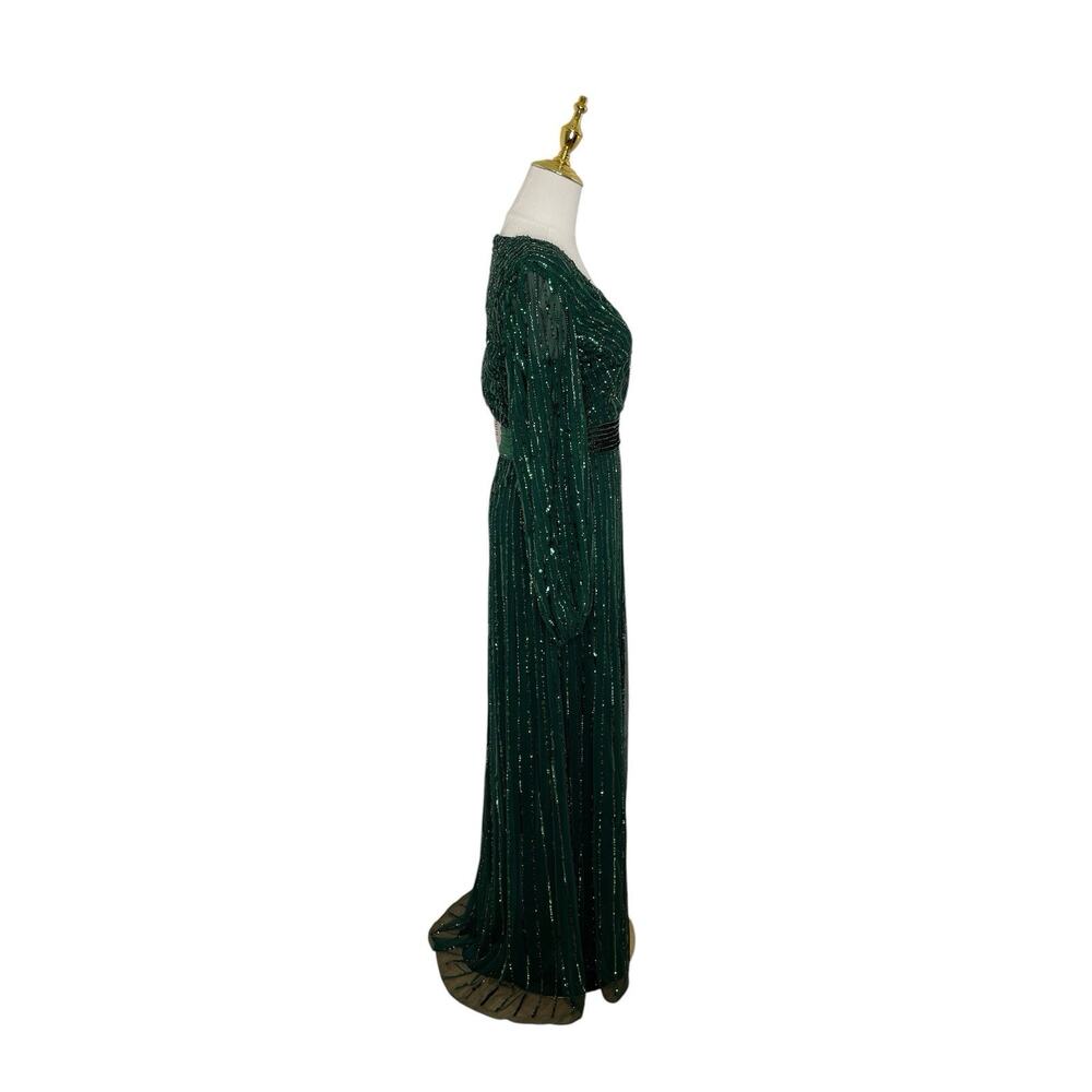 Mac Duggal 5718 Long Sleeve Sequin Gown Dark Green Size 4 $598 - Picture 5 of 7